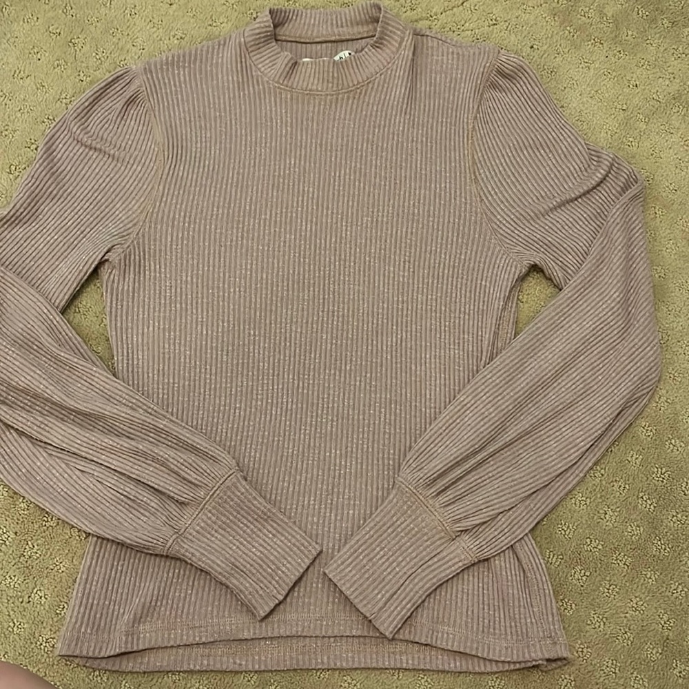 Mock neck ribbed long sleeve